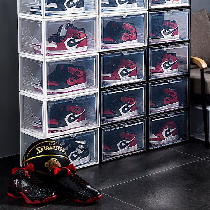 Stackable Plastic Clear Shoe Storage Boxes UK Sneaker Crates