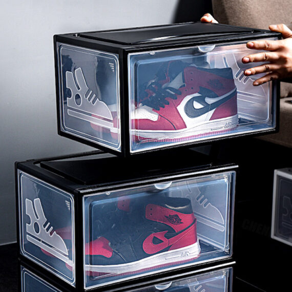 Stackable Plastic Clear Shoe Storage Boxes UK Sneaker Crates