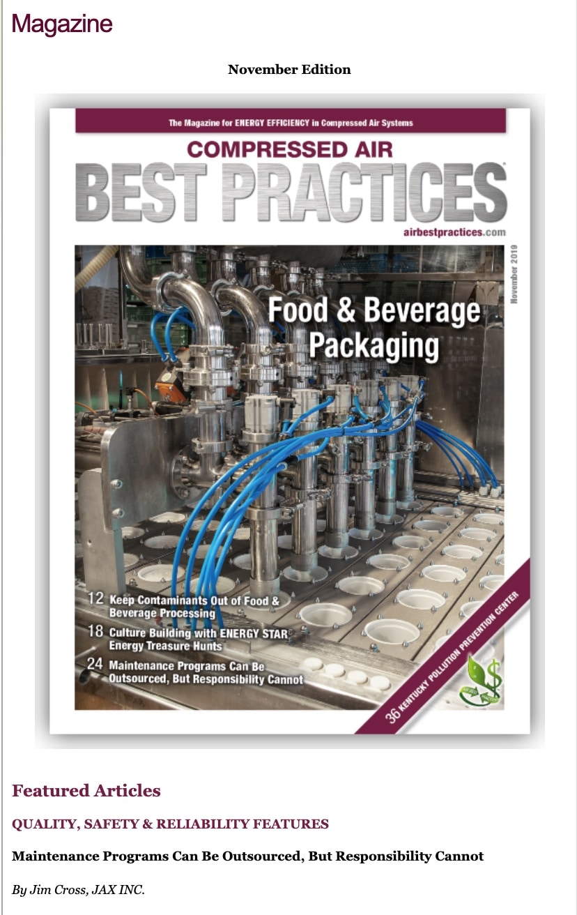 JAX Shares Expertise for Compressed Air Systems Maintenance JAX