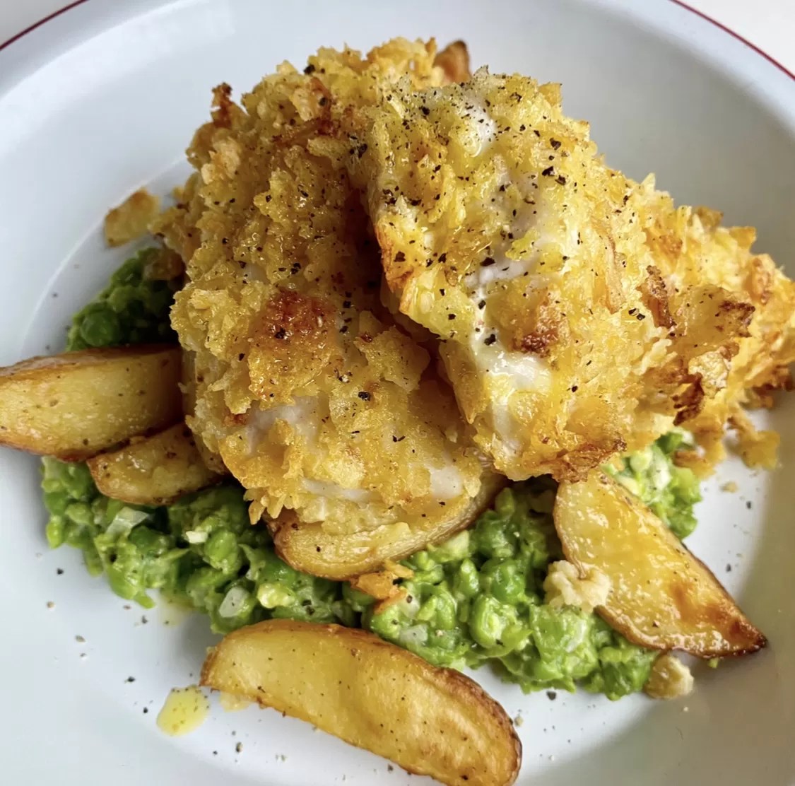 Potato Chip Crusted Fish w Salt n Vinegar Chips Jax Hamilton