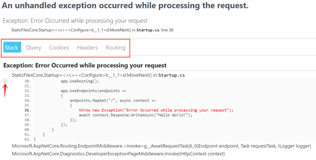 ASP Core Developer Exception Page Jayant Tripathy