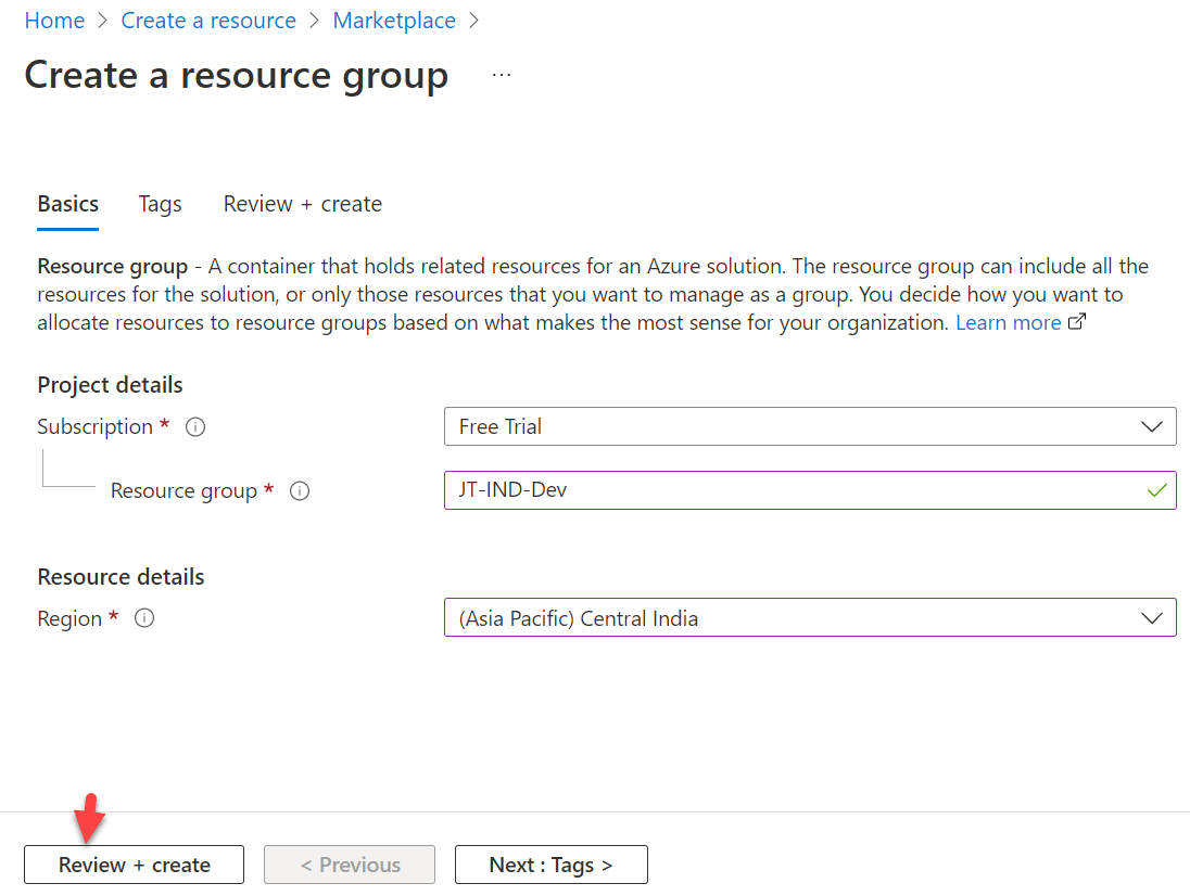 Steps to create Azure Resource Group - Jayant Tripathy