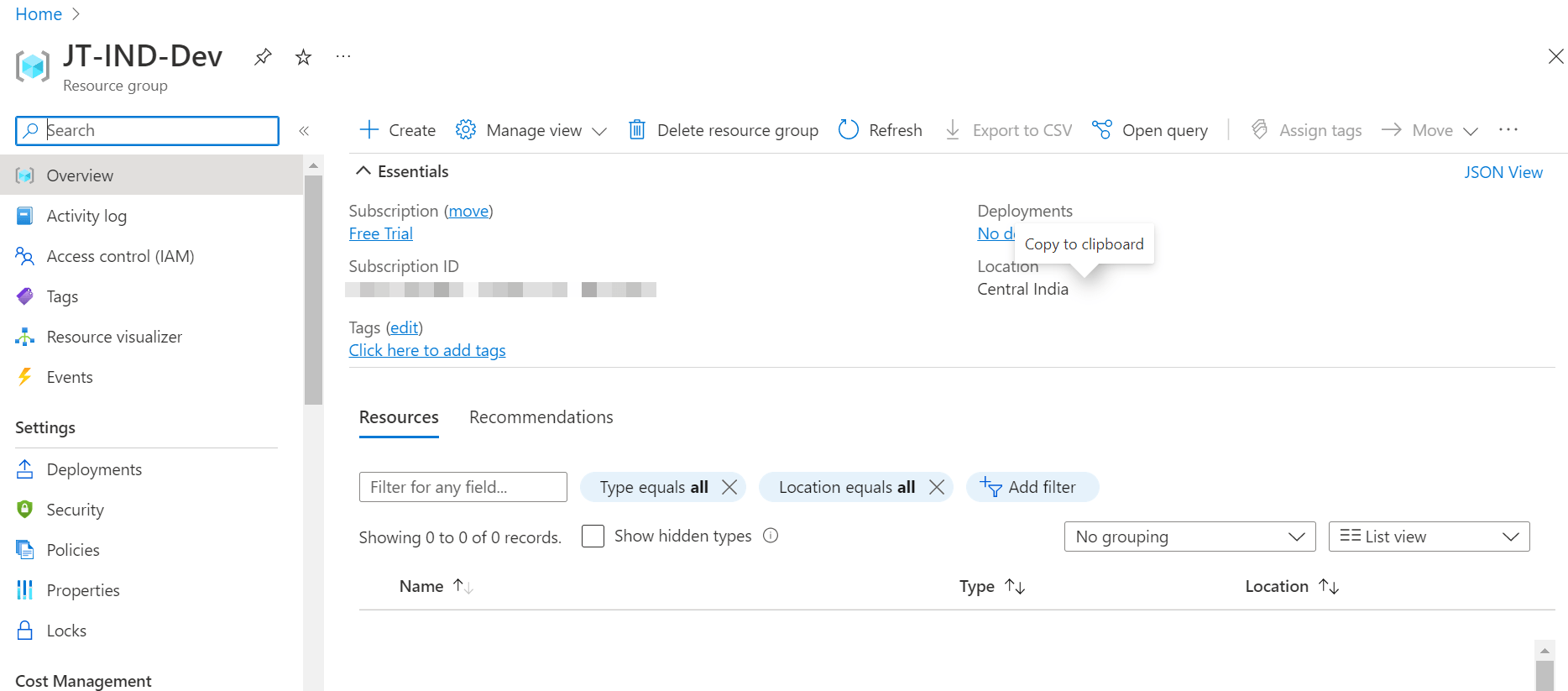 Steps to create Azure Resource Group - Jayant Tripathy