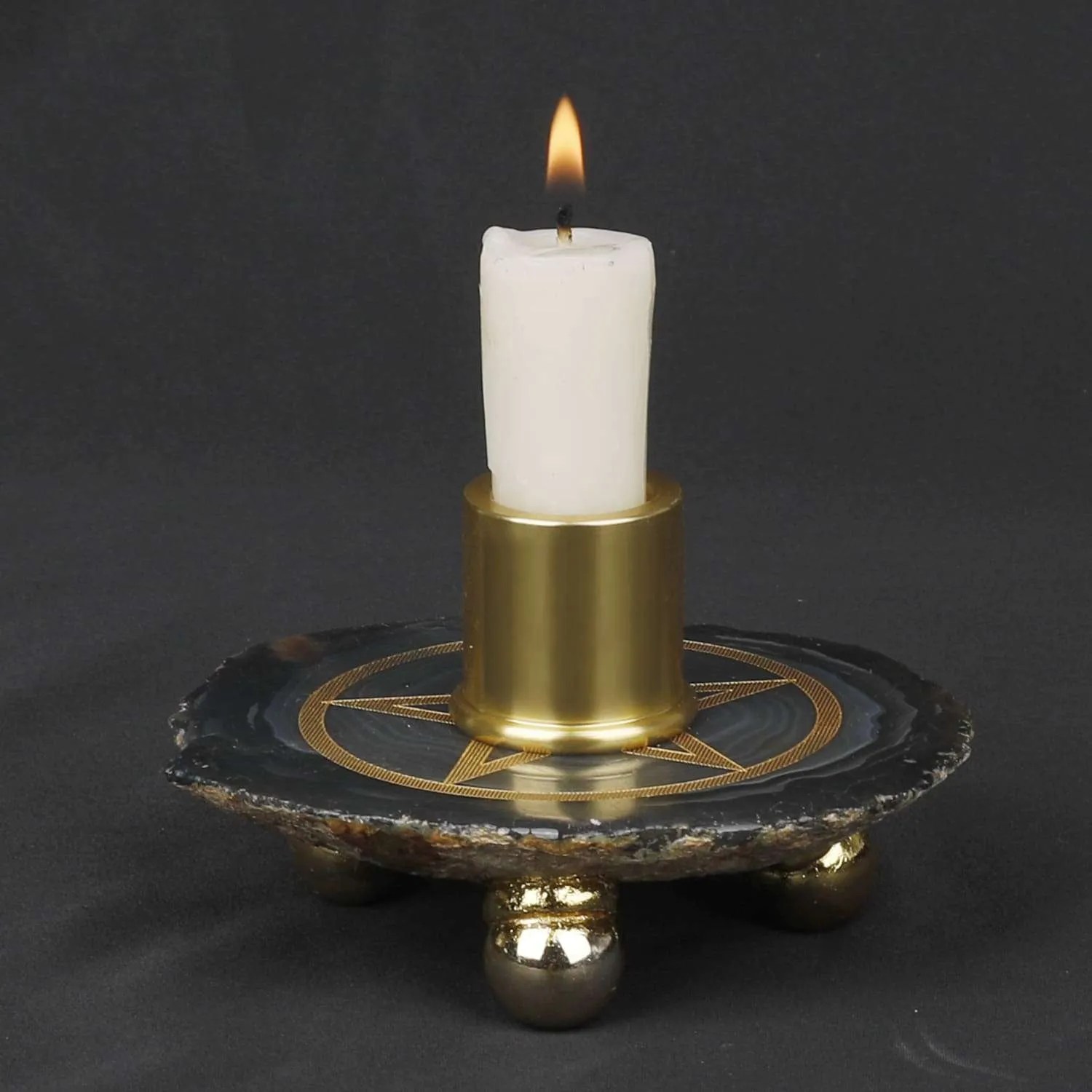 Agate Candle Holder Pentacle （Canh01） Wholesale Bulk Crystals
