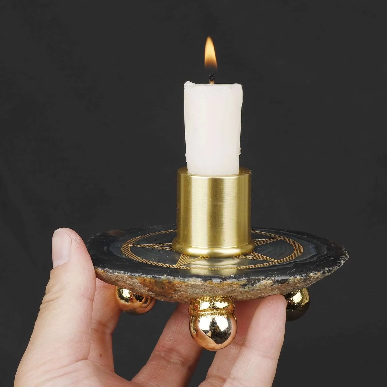 Agate Candle Holder Pentacle （Canh01） Wholesale Bulk Crystals