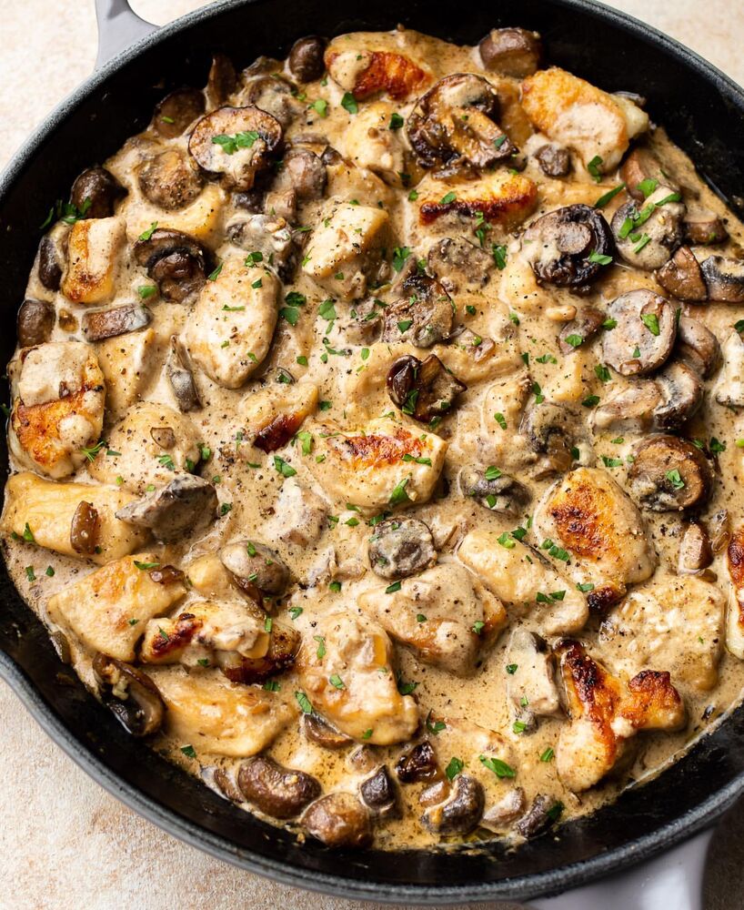 Chicken Stroganoff with Portobello Mushrooms, ParsleyButtered