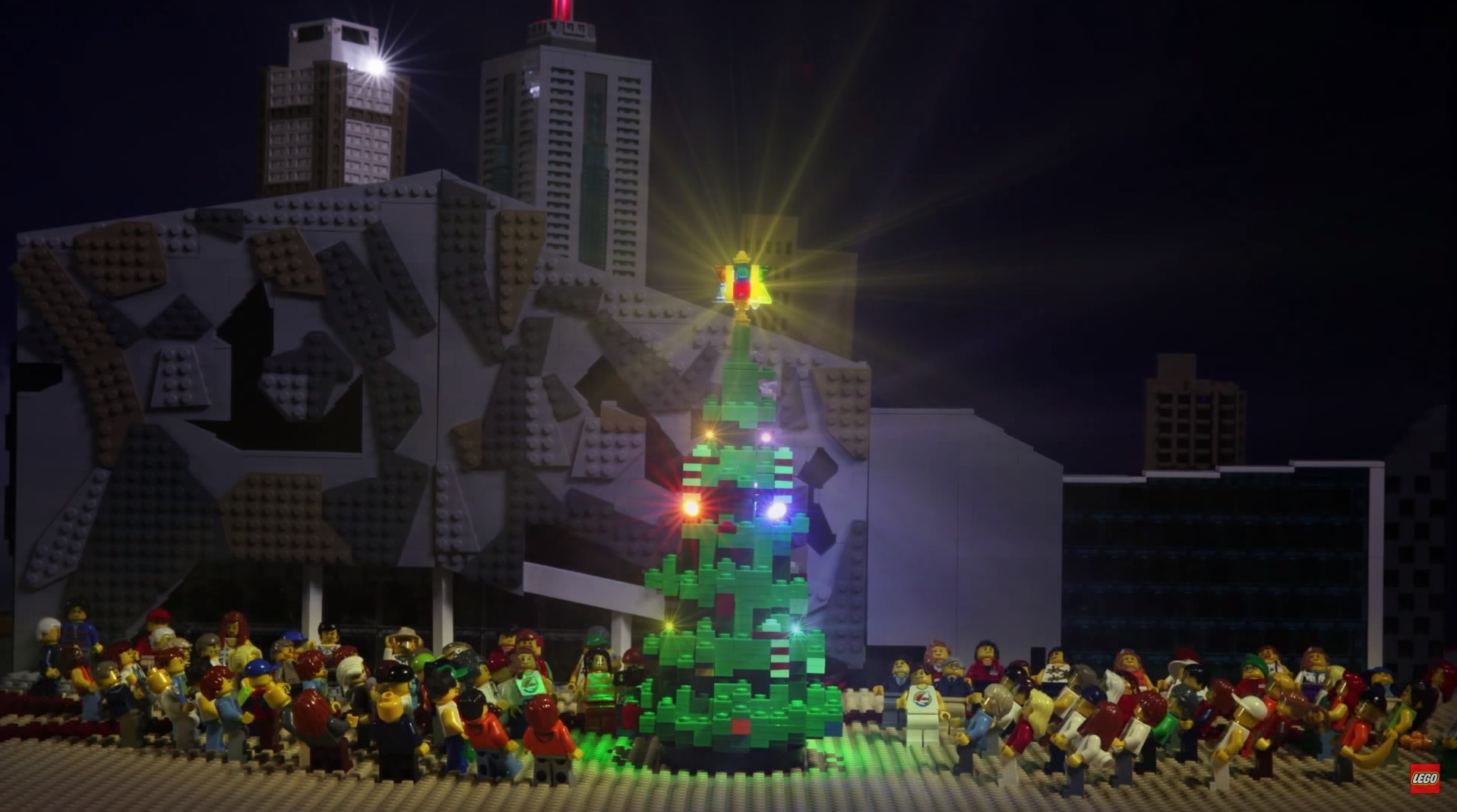 Towering LEGO Christmas Tree comes to Federation Square, Melbourne this