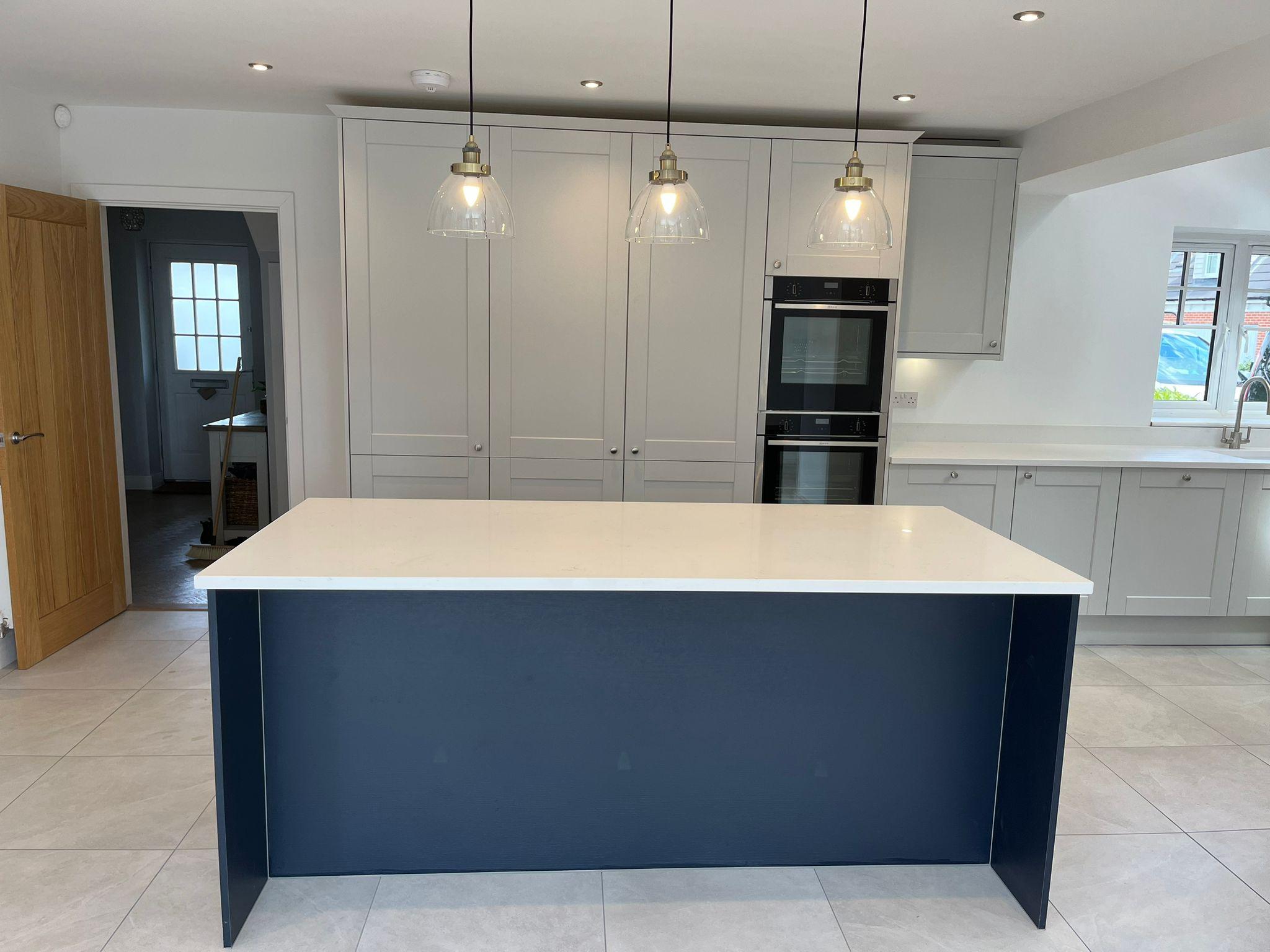 Navy & Dove Grey Kitchen Installation Jaz Wiggins Bespoke Carpentry