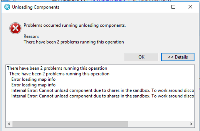Internal Error Cannot unload component due to shares in Internal Error Cannot unload component due to shares in