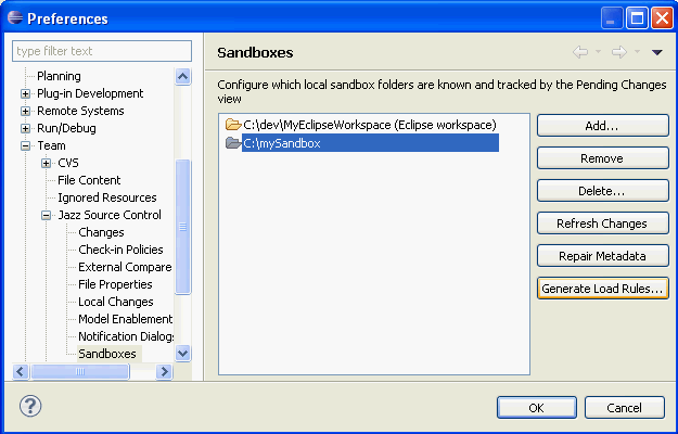 Loading Content from a Jazz Source Control Repository in Rational Team