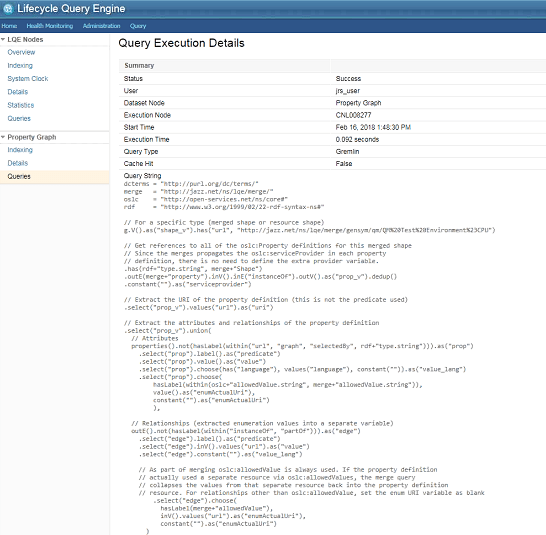 Technology preview Lifecycle Query Engine with property graph