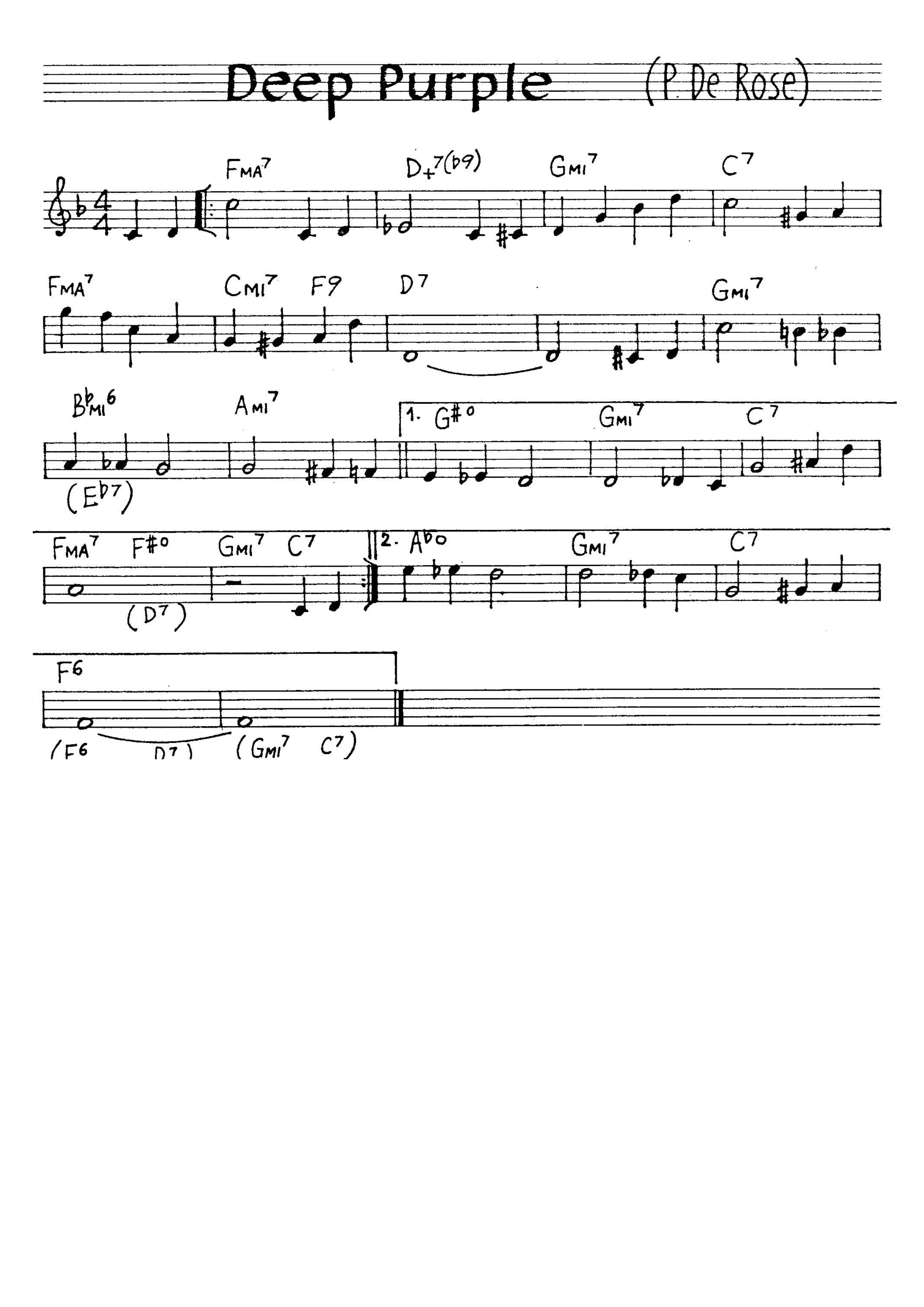 【無料楽譜】Deep Purple（）／De Rose P.【JAZZ】