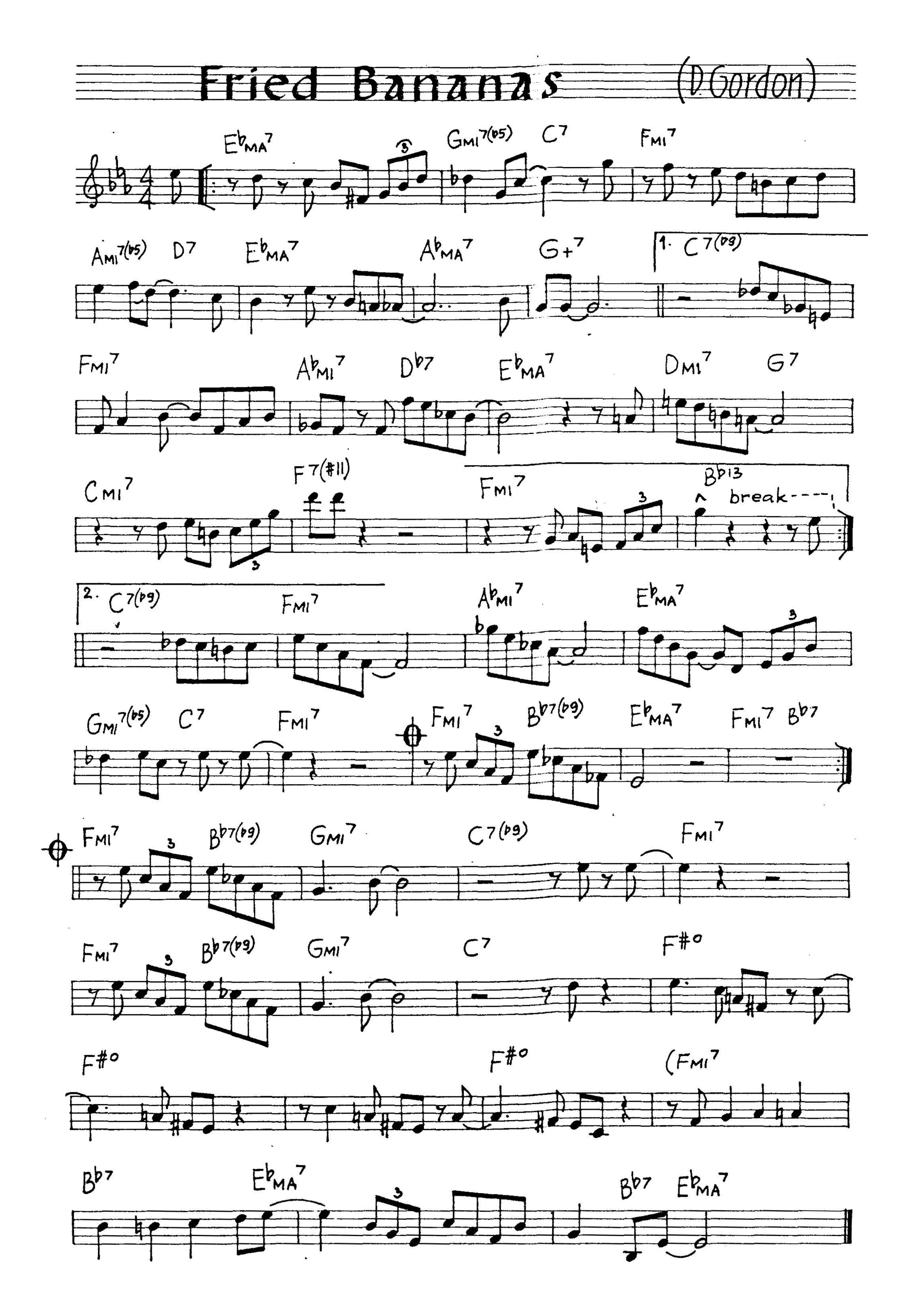 【無料楽譜】Fried Bananas（）／Gordon D.【JAZZ】