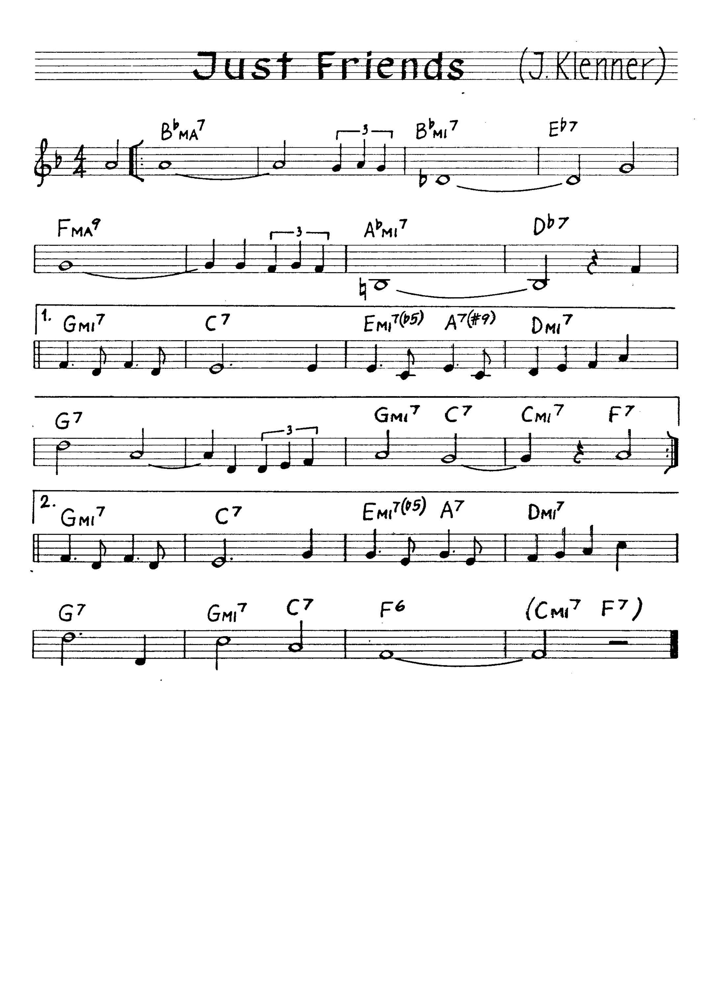 【無料楽譜】Just Friends（）／Klenner J.【JAZZ】