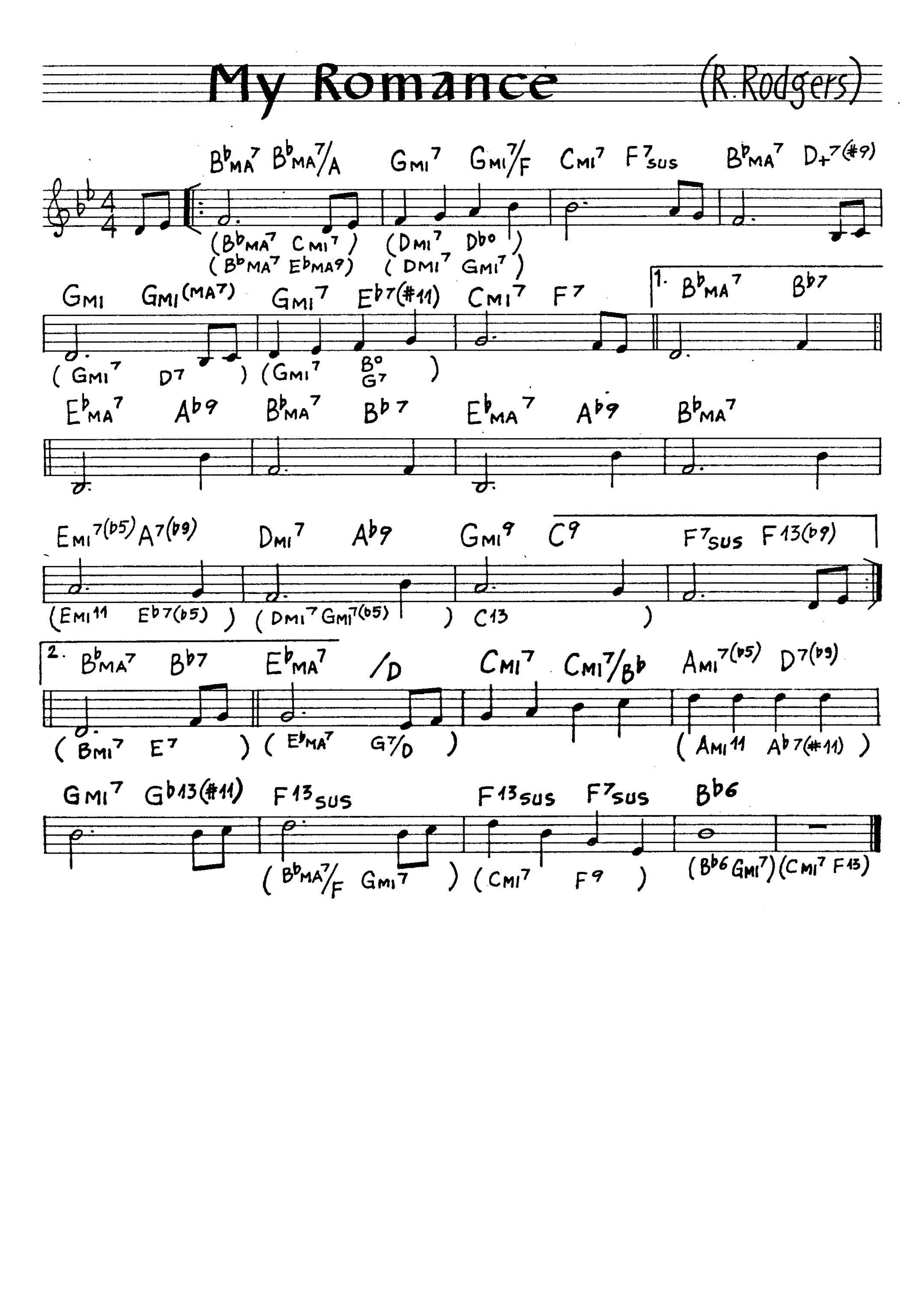 【無料楽譜】My Romance（私のロマンス）／Rodgers R.【JAZZ】