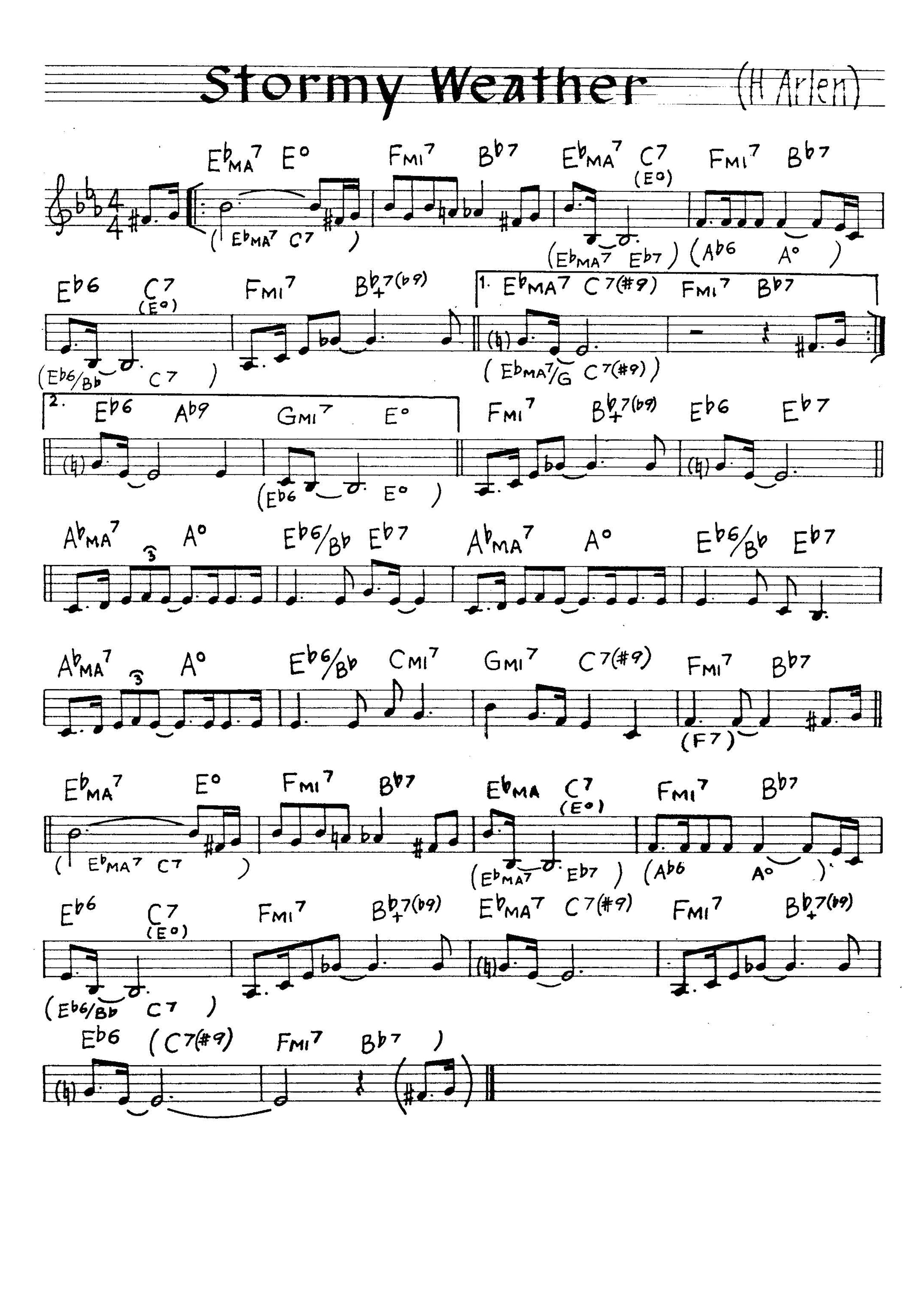 【無料楽譜】Stormy Weather（）／Arlen H.【JAZZ】