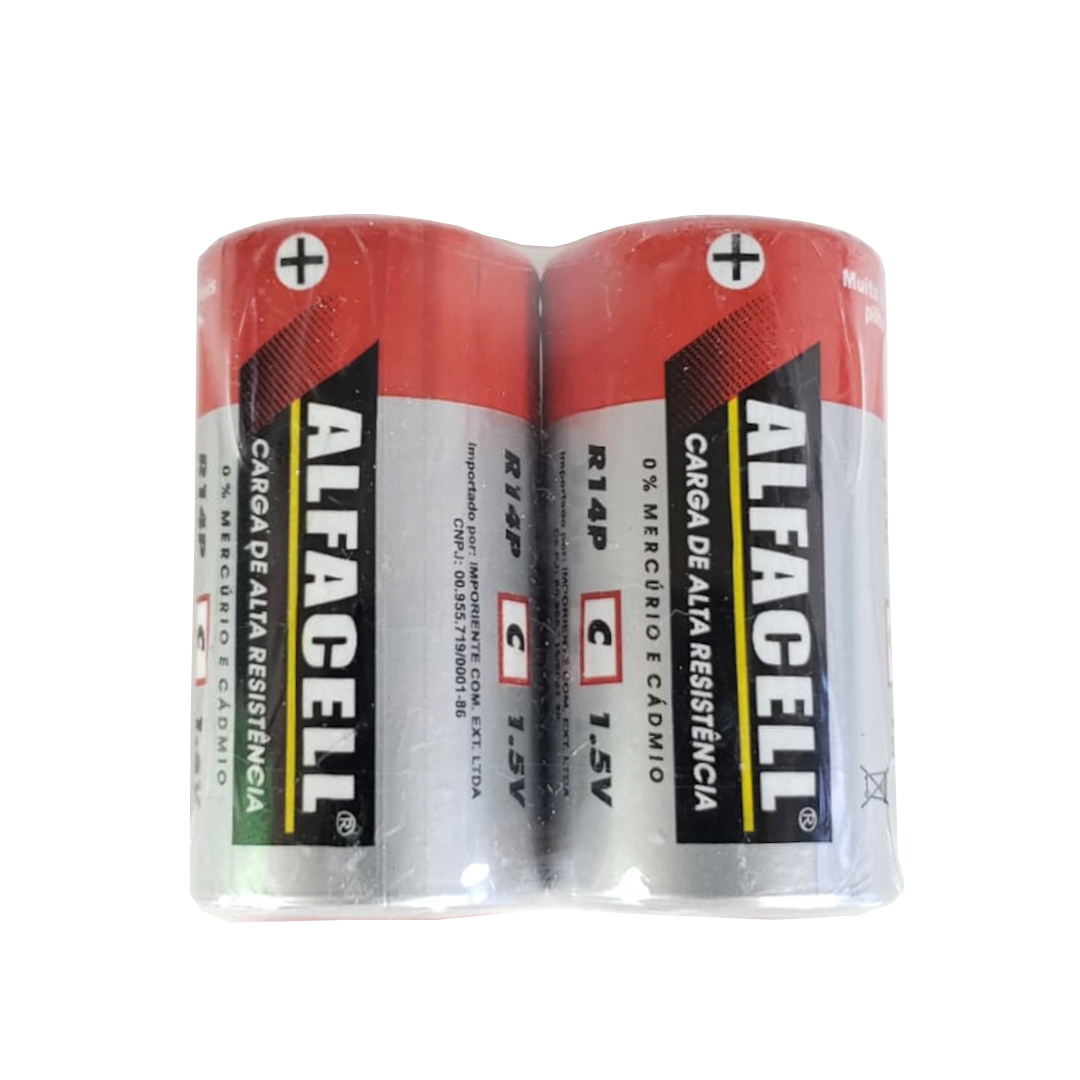 PILHA MÉDIA C 1.5V COM 2 UNIDADES ALFACELL • JBI Presentes