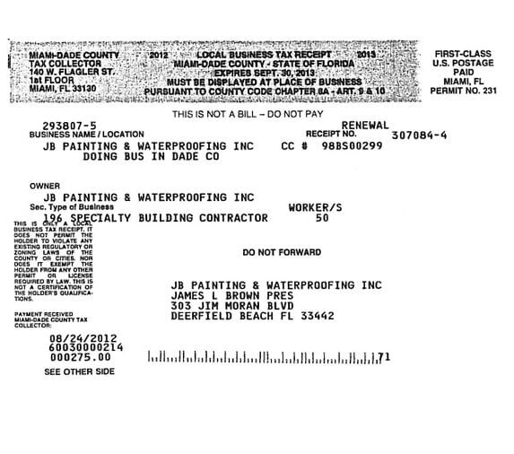 Certificate Of Competency Florida General Contractor prntbl