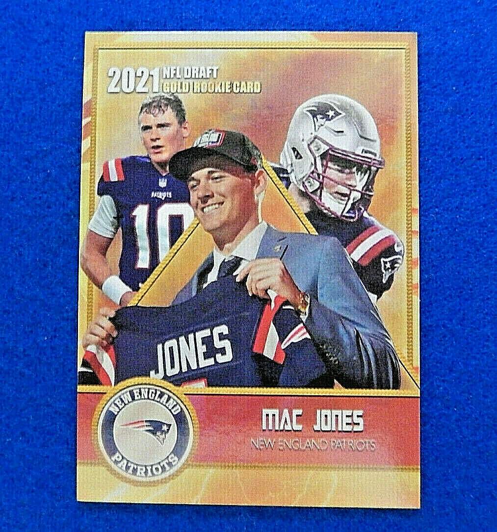 MAC JONES New England Patriots 2021 NFL Draft Gold Rookie Football Card MAC2, Near Mint