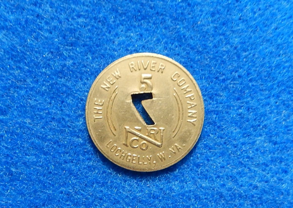 Coal Scrip Token The New River Company, Lochgelly West Virginia, five cents, vintage, JBvalu 