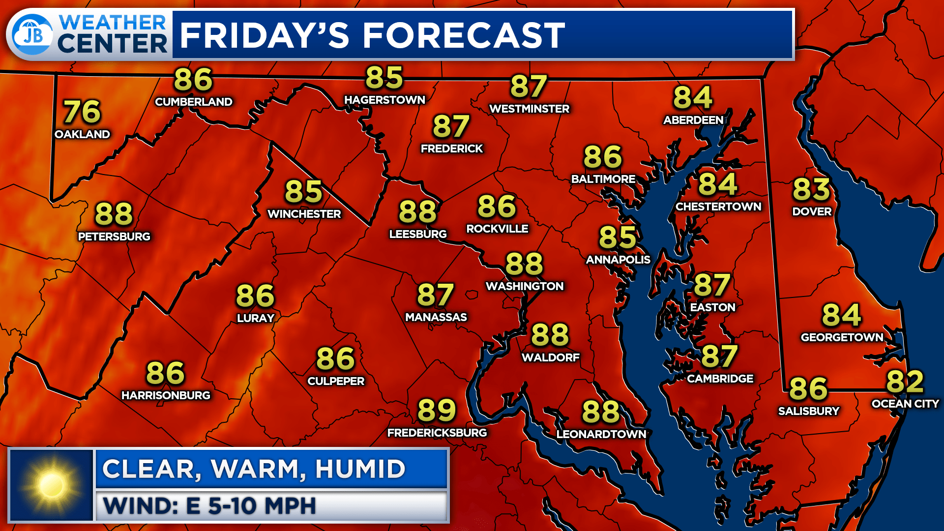 Friday's Forecast Warm with Increasing Humidity JB Weather