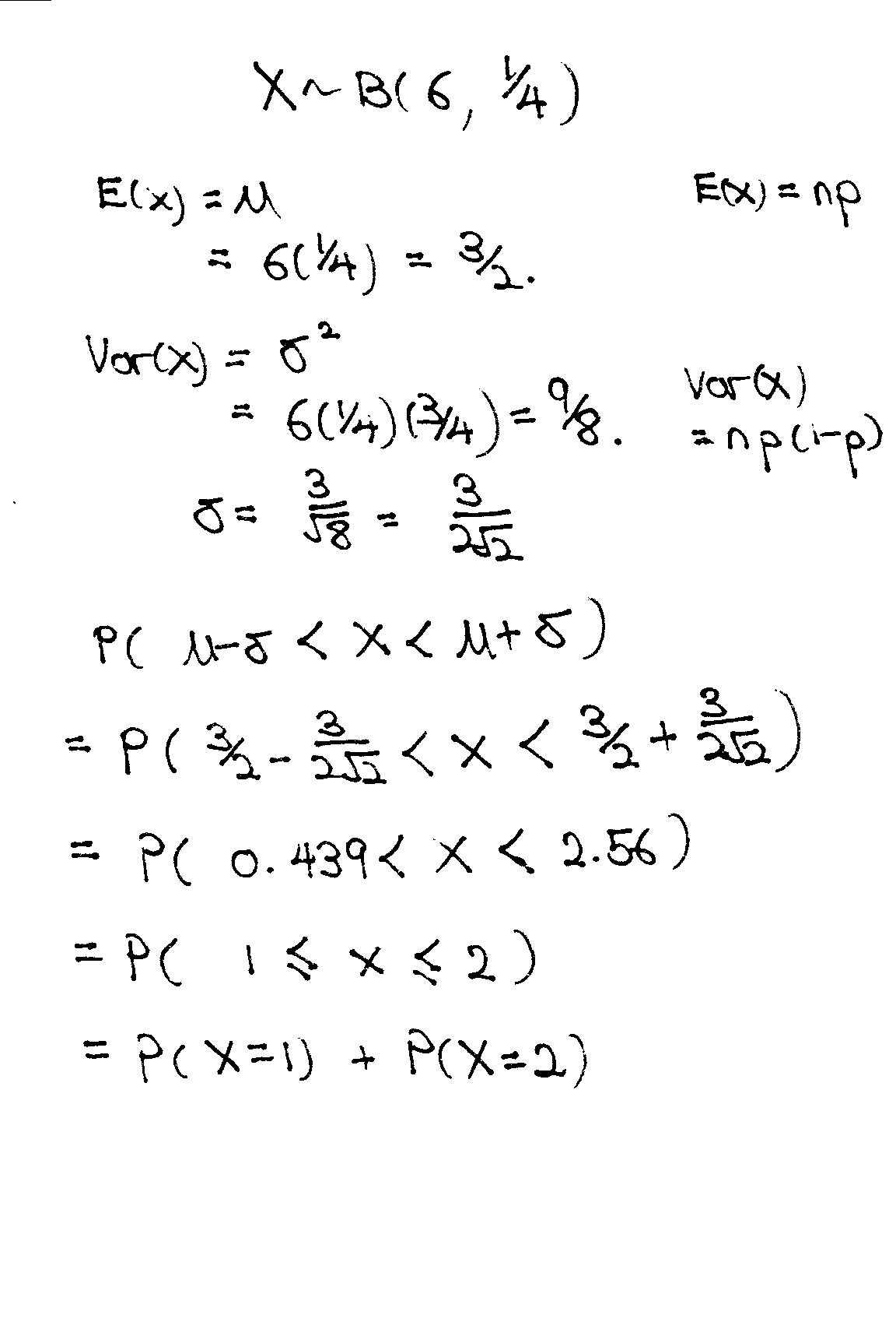 Binomial Distribution 1 s.d • JCMATH TUITION