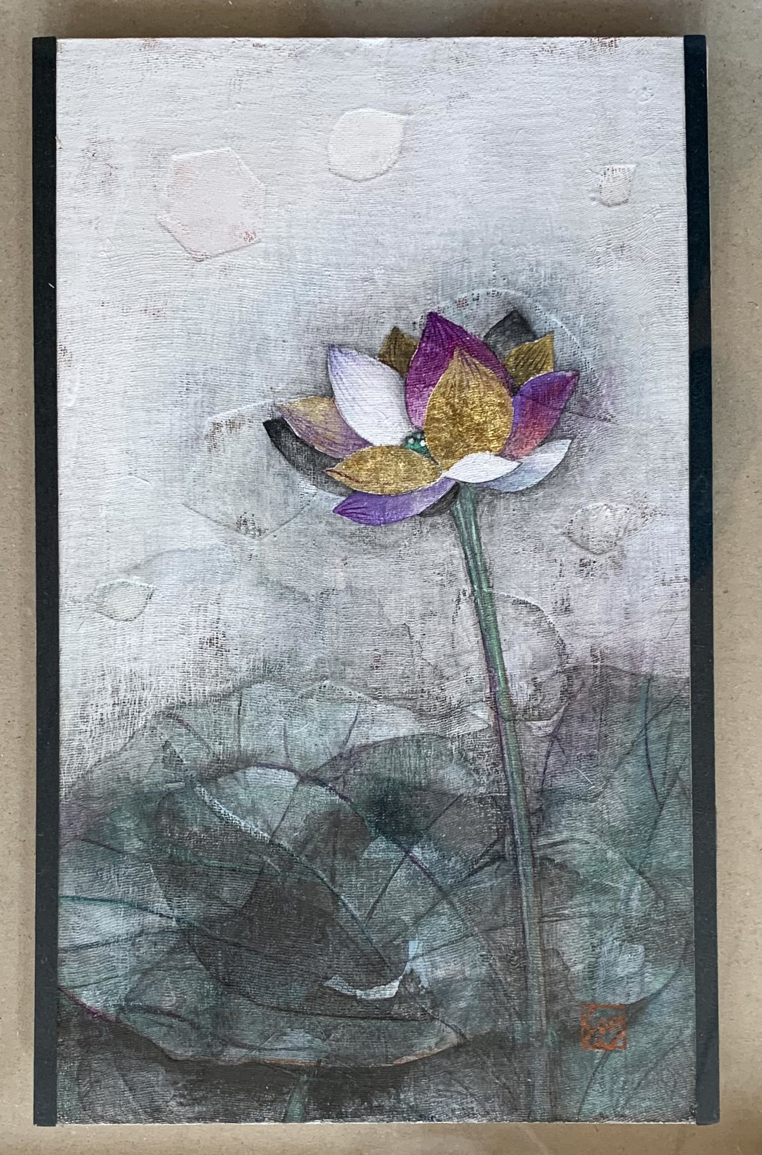 "Lotus flower" JCAT GALLERY NY Japanese Sumi Ink Art