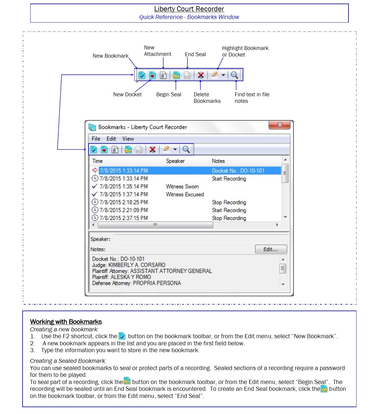 Liberty Court Recorder Quick Reference Sheet JCG Technologies