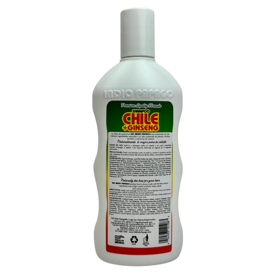 Del Indio Papago Chile + Ginseng Fortificante Shampoo 550ml J