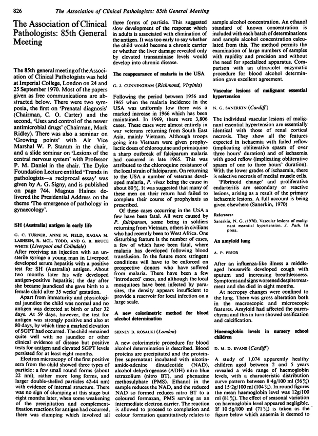 SH (Australia) antigen in early life. Journal of Clinical Pathology