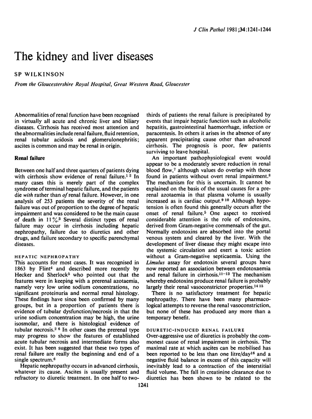 The kidney and liver diseases. Journal of Clinical Pathology