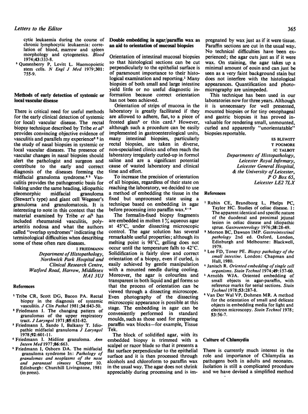 Double embedding in agar/paraffin wax as an aid to orientation of