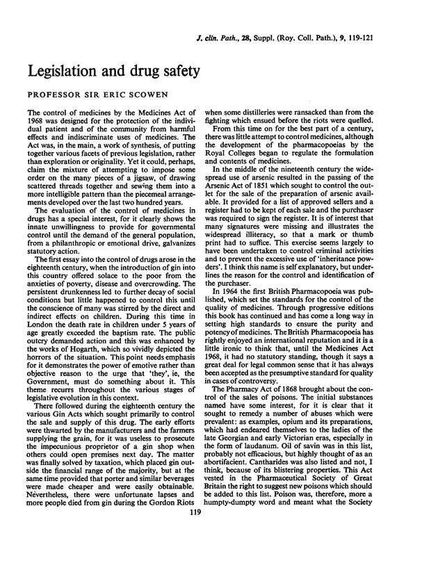 Legislation and drug safety Journal of Clinical Pathology