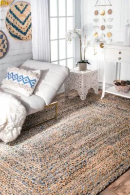 nuLoom Hand Braided Eliz Jute Rug, Color Blue JCPenney