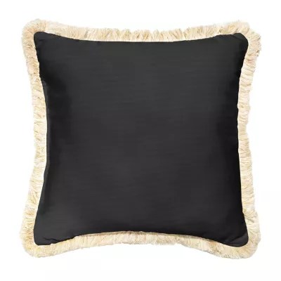 Mozaic Company 18'' Fringe Outdoor Pillow Canvas Black JCP376021SP