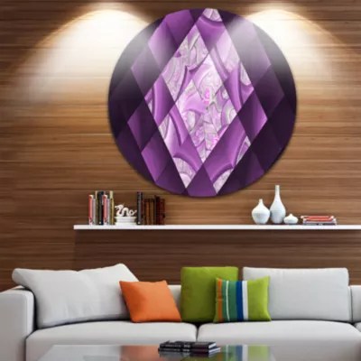 Design Art Purple Pixel Field of Squares AbstractRound Circle Metal Wall Art Panel, Color