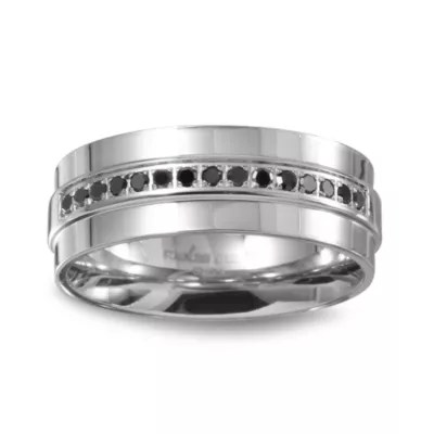 8MM Diamond Stainless Steel Wedding Band