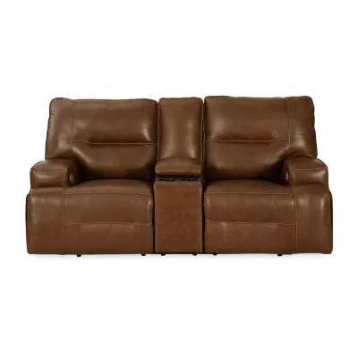 Signature Design By Ashley® Francesca Dual Power Leather Reclining Loveseat with Console, Color