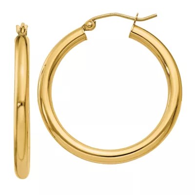 14K Gold 30mm Round Hoop Earrings JCPenney