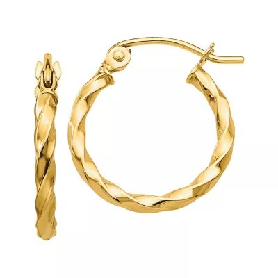 14K Gold 12mm Round Hoop Earrings JCPenney