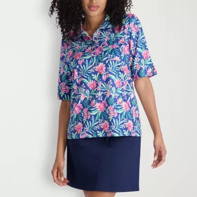 Stella Parker Womens Elbow Sleeve Polo Shirt JCPenney