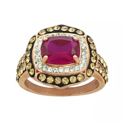 14K Rose Gold Over Silver Red Crystal Ring, Color Rose JCPenney