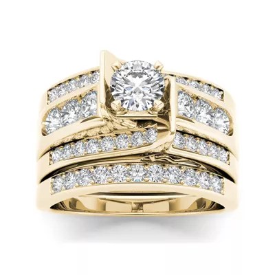 1 1/4 CT. T.W. Diamond 14K Yellow Gold Bridal Ring Set, Color Yellow