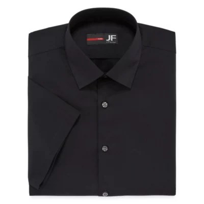 JF J. Ferrar Mens Stretch Short Sleeve Broadcloth Slim Dress Shirt