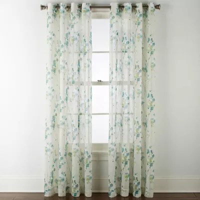 JCPenney Home Caspian Sheer Grommet Top Single Curtain Panel JCPenney