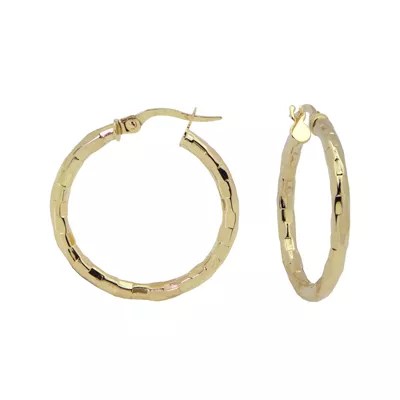 14K Yellow Gold 25mm DiamondCut Hoop Earrings, Color Gold JCPenney