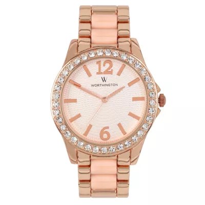 Worthington® Ladies Rose Gold Tone Crystal Accent Bracelet Watches, Color Rose Goldtone JCPenney