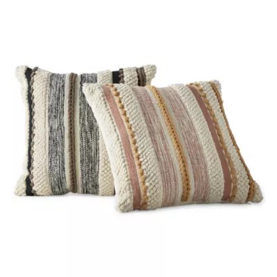 Linden Street Nubby Stripe Square Throw Pillow, Color Sunset Clay JCPenney