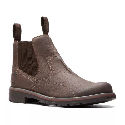 Clarks Mens Morris Flat Heel Chelsea Boots, Color Brown JCPenney