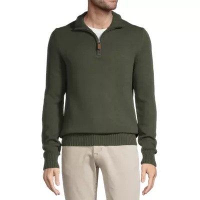 St. John's Bay Quarter Zip Mens Long Sleeve Pullover Sweater